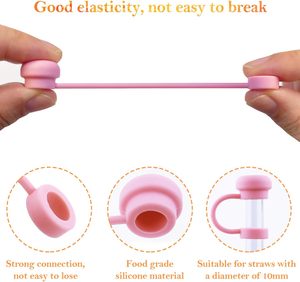 Capuchon de paille en silicone/PVC pour gobelet 40-20 oz, anti-poussière et anti-fuite, réutilisable, couvercle de paille à plusieurs motifs - Product Image 3