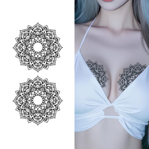 Pegatinas de Tatuaje de Pecho de Lujo con Patrón de Mandala Sexy, Impermeables, Resistentes al Sudor, de Larga Duración, Femeninas, para Senos Grandes - Product Image 1