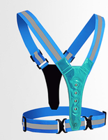 Gilet de sécurité LED OEM haute visibilité, vert fluorescent, rechargeable par USB, léger, 3 modes, pour course nocturne, avec sac banane intégré