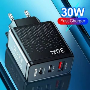 อะแดปเตอร์ชาร์จโทรศัพท์มือถือ 30W 2USB PD Type-C USB C 3 พอร์ต หัวปลั๊ก US EU UK 5V/2.4A ชาร์จไฟแบบติดผนัง - Product Image 4