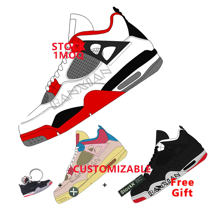 Dropshipping Men women Casual Sneakers Custom Jordaneliedlys 4 Basketball Shoes Original Sport Shoes