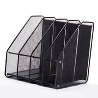 Porte-magazines en fil métallique de haute qualité noire 4 composants porte-fichiers en maille accessoires de bureau boîte de fichiers décorative