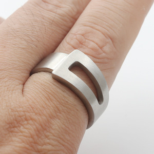 Geometric <b>Titanium</b> Steel Hollow <b>Ring</b> Silver Men's Fashion Jewelry Gift 21001 - Product Image 3