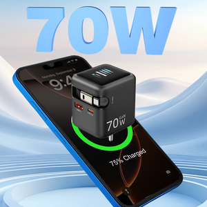 จอแสดงผล TFT 70W พร้อมที่ชาร์จแบบพับเก็บได้ Gan Charger USB Type C PD3.0 PPS 2C1A ปลั๊กแบบพับได้ US EU AU UK KC JP ที่ชาร์จติดผนังแบบพกพา ชาร์จเร็ว - Product Image 6
