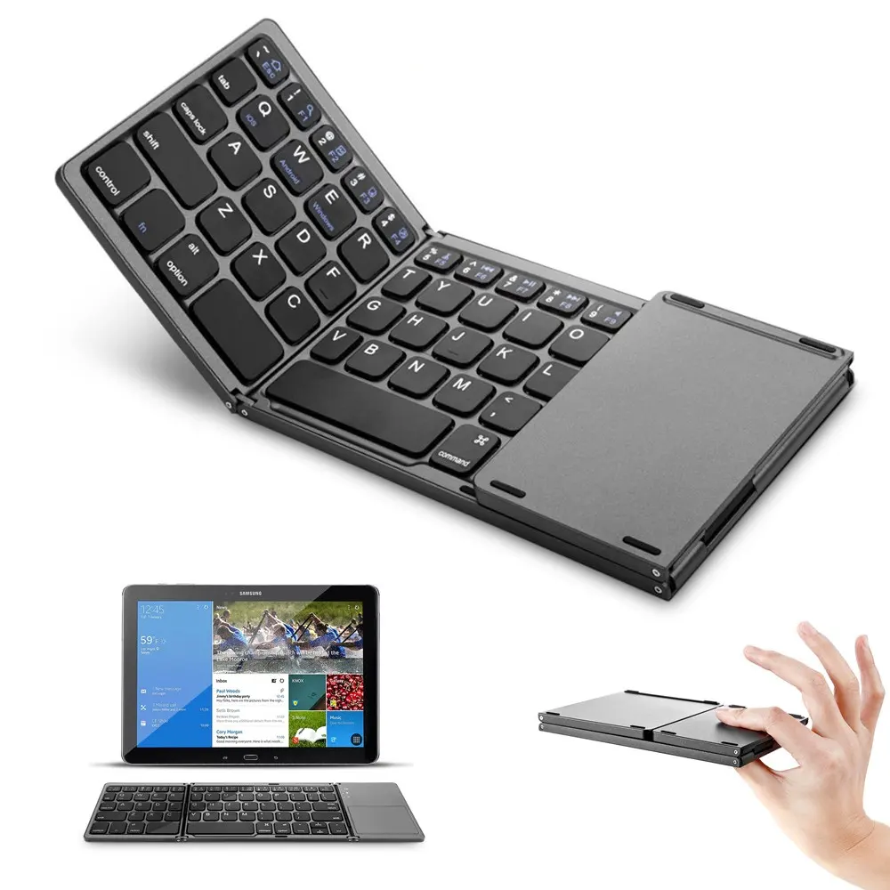 B033 dobrável bt mini teclado sem fio, touchpad adequado ios/android/windows ipad tablet teclado portátil