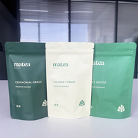Sachet d'emballage personnalisé imprimé avec fermeture éclair, en plastique, à fond plat, thermoscellable, pour poudre de matcha, café, collations et aliments