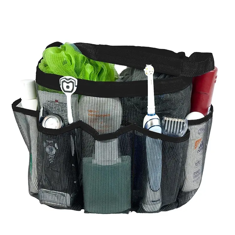 Free sample Travel Hanging Toiletry Bag Bath Accessories Organizer Mesh Portable Shower Caddy Tote Bag