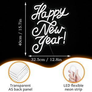 Letrero LED de neón de <span class=keywords><strong>Feliz</strong></span> Año Nuevo operado por USB, decoraciones de dormitorio para interiores para fiestas de <span class=keywords><strong>cumpleaños</strong></span> para regalos perfectos para amigos - Product Image 2