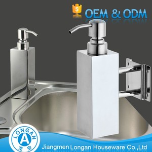 Dispenser <span class=keywords><strong>di</strong></span> Sapone Liquido Quadrato in Acciaio Inox da 250ml, Design Moderno ed Ecologico per Bagno Familiare, Hotel e Cucina - Product Image 5