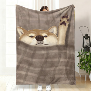 Couverture en flanelle réversible motif chien de dessin animé mignon, douce pour la peau, idéale pour la sieste à la maison ou au bureau, impression personnalisée, vente en gros - Product Image 3