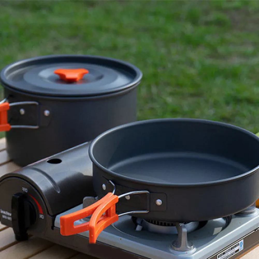 Mutfak malzemeleri piknik gereçler sofra takımı barbekü izgara, raf katlanır taşınabilir kamp pot açık tencere setleri/