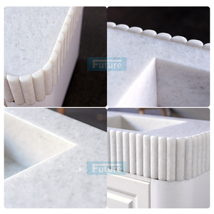 Luxury 100% Natural <b>Stone</b> White Krystal Marble Bathroom Vanity with Drawers and One Wash Basin Sink for Villa Apartment Hotel - Product Image 2