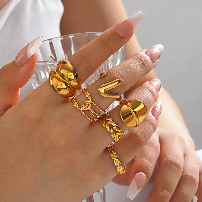 Waterproof Stainless Steel Stackable Chunky Rings