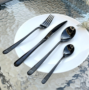 Di alta qualità in acciaio inox 18/10 4 pezzi di lusso nero opaco Set di posate antiche raso reale nero argenteria per il tè di matrimoni - Product Image 3