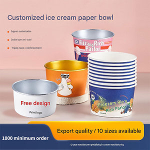 Gobelets à glace compostables écologiques avec logo personnalisé, revêtement PE, qualité alimentaire, à paroi simple, jetables, pour boissons et desserts, sucre - Product Image 2