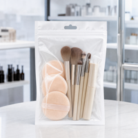 Sacs d'emballage de détail nacrés avec fermeture éclair refermable pour pinceaux de maquillage, houppettes et outils de beauté