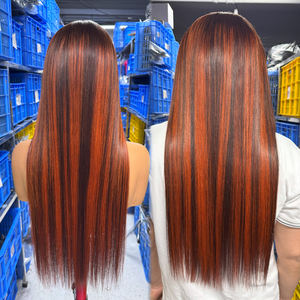 Perruques Cheveux Lisses Ultra Fins Couleur Roux Gingembre P4/350 Perruque Vietnamienne 5x5 Closure <span class=keywords><strong>Wig</strong></span> <span class=keywords><strong>Lace</strong></span> <span class=keywords><strong>Front</strong></span> Wigs Cheveux Naturels - Product Image 2