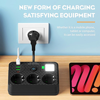 Stop Kontak Listrik Baru Standar Uni Eropa 4 Lubang Multi Outlet Port USB Lampu Malam LED Kuningan ABS untuk Meja Studio