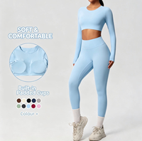 Ensemble de yoga deux pièces taille haute Lcool Plus pour femme – Soutien-gorge de sport et short cycliste à séchage rapide, respirant, idéal pour l'entraînement en salle de sport