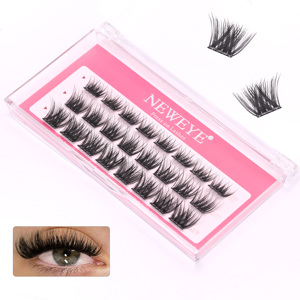 Wholesale 3 -Row Strong Hold Glue Free <strong>False</strong> <strong>Eyelashes</strong> 10-14mm D Curl 3D <strong>Effect</strong> No Glue Needed Self-Adhesive Lash Extension - Product Image 1