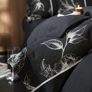 Set di Biancheria da Letto in Cotone 100% con Copripiumino Jacquard <span class=keywords><strong>Nero</strong></span> Tinto in Filo, Lenzuolo a Doppia Garza, Quattro Pezzi, Nuovo Stile ODM/OEM - Product Image 4