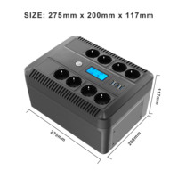 Sistema de Alimentación Ininterrumpida (UPS) de Onda Sinusoidal Simulada Horizontal de 1000VA y 12V con Pantalla LCD para Router y Hogar