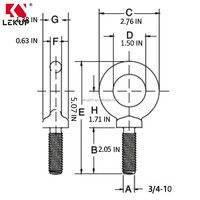 Écrous à œil robustes de qualité industrielle pour levage, quincaillerie de rigging, écrous à œil de levage de 3/4 po en acier au carbone forgé