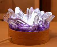 Lámpara de Noche de Cristal Natural, Lámpara de Cabecera USB, Luz Decorativa Ambiental de Amatista y Citrino