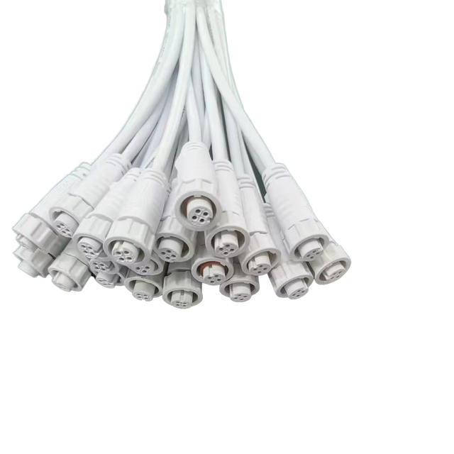 JiaHui Custom Connector Q12 Circular LED Strip Light Extension Cable Power Cord Male Female Waterproof IP67 2 3 4 Pin 10A Brass
