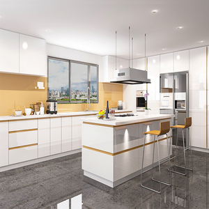 Modern gloss mdf kitchen cabinet contemporary high glossy white lacquer kitchen cabinets design with island