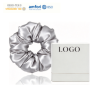 Ensemble cadeau de scrunchies en soie de mûrier 100% pure personnalisés |   Bandes élastiques pour cheveux en soie 16/19/22 Momme 1cm