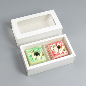 お菓子サンプルボックス <span class=keywords><strong>2</strong></span>/4区画 窓付き仕切り付き ペストリー焼き菓子包装 スイートケーキデザート ベーカリーキャリア - Product Image 4