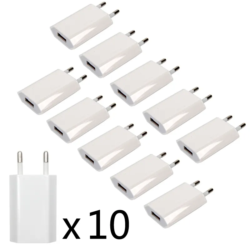 10PCS Lot Travel Wall Charging Charger Power Adapter USB AC EU Plug For iPhone X XS MAX MR 8 7 6 6s 5 5S SE 5C 4 4S 3GS