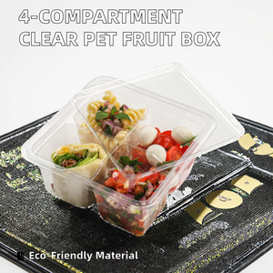 Boîtes d'emballage pour fruits en PET transparent recyclable à 4 compartiments pour tomates cerises pâtisserie - Product Image 2