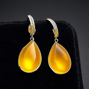 Pendientes Colgantes VVLCO de Plata de Ley 925 con Baño de Rodio y Gema Amarilla para Mujeres y Niñas - Tendencia para Fiestas - Product Image 3