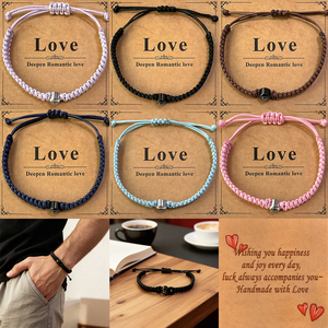 <span class=keywords><strong>Bracelet</strong></span> en pierre tissé à la main avec projection nano « Je t'aime » en 100 langues, personnalisable avec photo, breloque Stonecast - Product Image 2