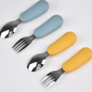Cuillère et fourchette en silicone et acier inoxydable 316 sans BPA pour bébés et tout-petits, outil d'apprentissage de la diversification alimentaire pour l'alimentation des bébés - Product Image 2