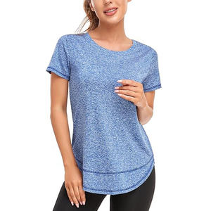 Chemise de fitness à manches courtes pour femmes Col rond Sports Yoga Running Clothes Top Side Split T-shirt - Product Image 3