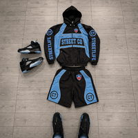 Ensemble deux pièces personnalisé pour homme, en Spandex/Coton thermique, avec blocs de couleur, sweat-shirt à col montant et fermeture éclair partielle, et pantalon de jogging, OEM ODM, logo personnalisé