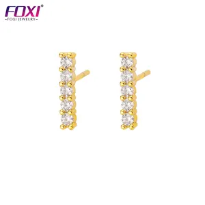 Foxi factory wholesale mexico jewelry 18k gold jewelry diamond fashion bar earings for women