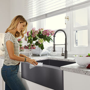 Celemek hitam Gunmetal mewah wastafel dapur rumah pertanian wastafel dapur buatan tangan yang mendukung pengiriman gudang US - Product Image 3