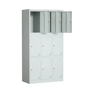 Casier en acier de stockage de vêtements casier de gymnastique armoire de casier en métal de 9 portes pour le gymnase d'atelier de bureau