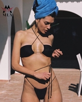 Maillot de bain sexy à dos nu avec micro-string personnalisé pour filles, bikini sexy, vêtements de plage triangulaire