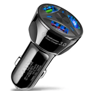 New Design 2020 Quick Charge 3.0 Fast Car Cigarette Lighter 3 USB Car Charger with Led