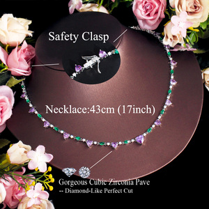 <span class=keywords><strong>Collana</strong></span> <span class=keywords><strong>Tennis</strong></span> a Catena in Lega con Zirconia Cubica Viola e <span class=keywords><strong>Verde</strong></span> a Forma di <span class=keywords><strong>Cuore</strong></span>, Regalo di Gioielleria per Donna per Feste Estive e San Valentino - Product Image 3