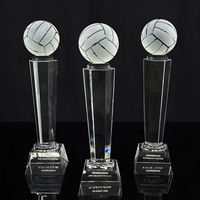 Trofeo de Cristal Personalizado para Reconocimiento Deportivo de Voleibol, Trofeo de Cristal Esmerilado con Temática de Voleibol