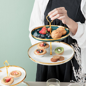 3层圆形陶瓷纸杯蛋糕服务摊甜点茶会婚礼塔蛋糕水果托盘拼盘展示 - Product Image 3