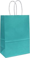 Sacs cadeaux en papier kraft bleu sarcelle avec poignées torsadées, écologiques, résistants, pour le commerce de détail, vente en gros