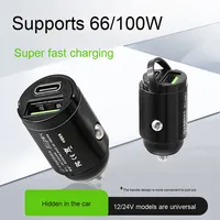 Mini 30W 2in1 chargeur de voiture PD Type C USB charge rapide adaptateur en alliage d'aluminium universel pour téléphones mobiles ordinateurs portables 12V-24V