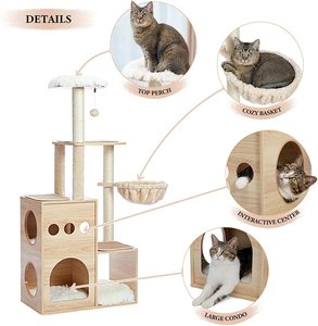 Indoor Katze Holz Kratz baum Wohnung Klettert urm Sisal bedeckt Kratz baumhaus - Product Image 6
